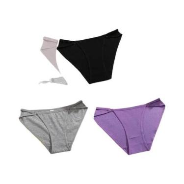 Imagem de Calcinhas De Algodão Listradas Femininas 3PCS Sexy Respirável Confortá