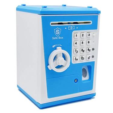 Imagem de Caixa de Economia Multifuncional Elétrica Modelo ATM com Alarme Voz Relógio Som Senha Desbloqueio por Impressão Digital Grande Capacidade Presente par