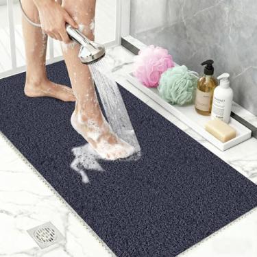 Imagem de Tapete de chuveiro extragrande 81 x 61 cm, tapetes de limpeza de pés de secagem rápida, tapete de banho antiderrapante para chuveiro interno, tapetes de banheiro de bucha de PVC para áreas úmidas