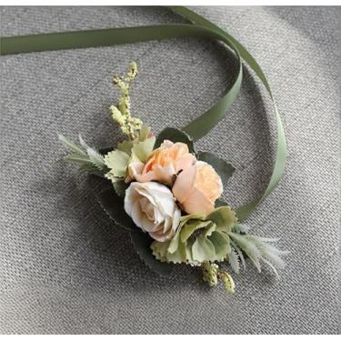 Imagem de 1 pacote de corsetes de pulso rosa para casamento, baile de formatura, festa de formatura, flores artificiais para noivas, damas de honra, mãe da noiva e noivo