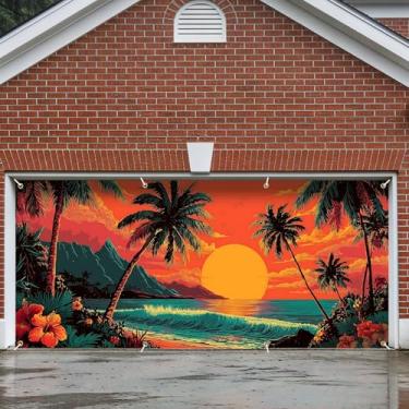 Imagem de Decoração de faixa de porta de garagem, grande decoração de capa de páscoa interna externa para casa, pano de fundo de festa de férias à prova d'água com coelhinho da Páscoa para varanda, quintal
