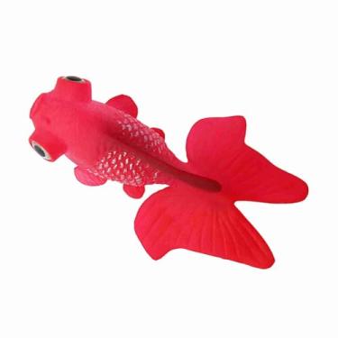 Imagem de Naroote Ornamento de Tanque de Peixes de Silicone Pequeno Decoração de Alta Simulação para Aquário Azul Peixinho (Nº 5 Peixe Dourado Vermelho)