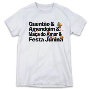 Imagem de 1 Camiseta Festa Junina São João Palavras Quentã Amendoim e Maça do Am