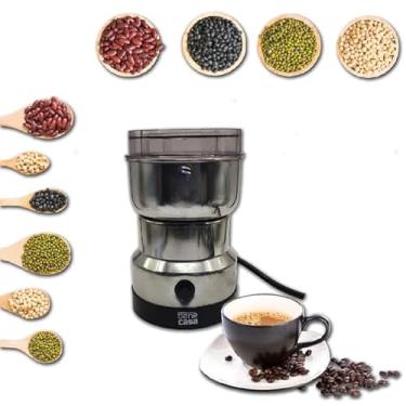 Imagem de Moedor Triturador Elétrico de Grãos, Café e Temperos, 150W, 300ml, Aço Inoxidável, Prata, 110V