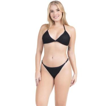 Imagem de Biquíni Cortininha Tela Crochê Calcinha Asa Delta Com Ajuste - HYPE MO