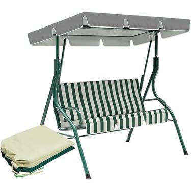 Imagem de Capa De Substituição Para Dossel De Balanço Ao Ar Livre De 2/3 Lugares E Capa De Almofada De Balanço, Cobertura Superior À Prova D'água Para Jardim, Cobertura De Toldo Para Proteção Contra O Sol ~/