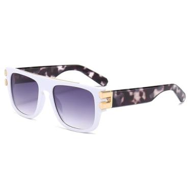 Imagem de Óculos de Sol UV400 - Lentes Metálicas Degradê em Tons de Gelatina para Homens e Mulheres, Ideais para Esportes ao Ar Livre, Corrida e Ciclismo, Branco
