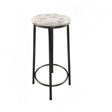 Imagem de Banqueta Alta de Aço - Banco Americano Ideal para Cozinha, Balcão e Bar, Espaço Residencial ou Comercial, Design Funcional e Estável (Branco floral)