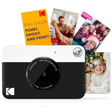 Imagem de KODAK Câmera digital impressa instantânea colorida Printomatic – Fotos coloridas na Zink papel fotográfico adesivo de 5 x 7,6 cm – 5 MP, portátil, presente criativo divertido para aniversário, Natal e