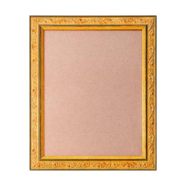 Imagem de ArtXO Moldura dourada de 28 x 35 cm - Moldura vintage de madeira maciça com design esculpido e detalhes verdes, vidro inquebrável para obras de arte, diplomas, pôsteres