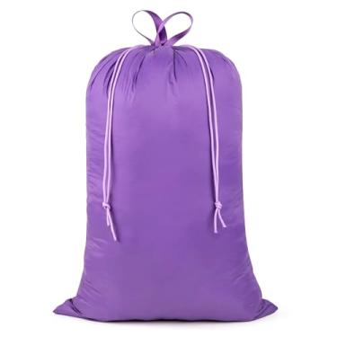 Imagem de WiseBoy Saco de roupa grande com alças, saco de lavanderia de viagem resistente, 61 cm x 89 cm, bolsa de armazenamento de roupas sujas com fecho de cordão, forro de cesto de cesta, saco organizador