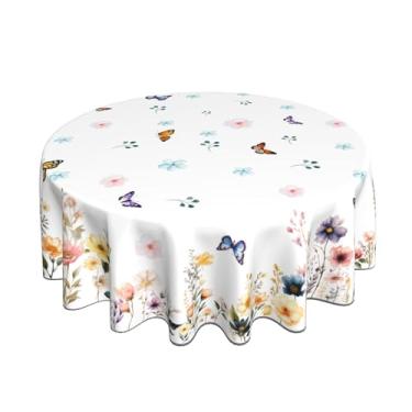 Imagem de Xumuyin Toalha de mesa Spring 152 x 152 cm, capa de mesa redonda, impermeável, limpa