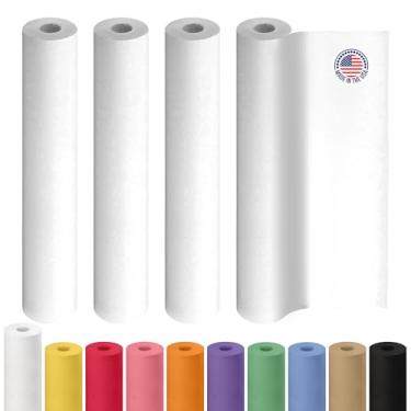 Imagem de Rolos de papel kraft offset extra brancos de 45,7 cm x 3048 cm, pacote com 4 - Papel ecológico premium de 22,7 kg feito nos EUA, branco mais brilhante do que o padrão – Ideal para embrulho, artes