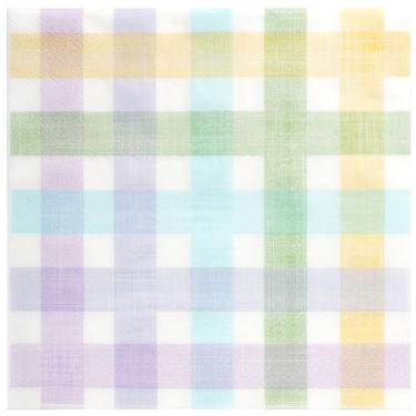 Imagem de Guardanapos de papel xadrez pastel 100 peças, arco-íris, guingão, guardanapo de festa, primavera, verão, Páscoa, colorido, 16,5 cm, guardanapo de almoço para aniversário, chá de bebê, unicórnio