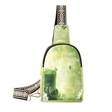 Imagem de CEBUGI Bolsa tiracolo feminina com fundo de dia de São Patrício, bolsa tiracolo de couro, para trilhas, viagens ao ar livre