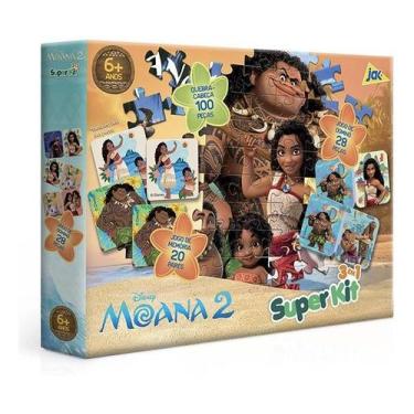 Imagem de Kit 3em1 Quebra Cabeça Jogo Da Memória E Dominó Moana 2 - Toyster