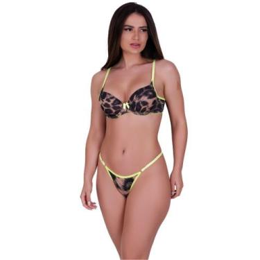 Imagem de Conjunto de Lingerie com Bojo Onça e Vaquinha Animal Print Raissa - NA