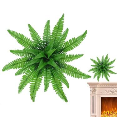 Imagem de Samambaias artificiais para ambientes externos, vegetação realista resistente a UV | Plantas falsas, para porta da frente, pátio, parede, sala de estar, jardim, quintal, varanda