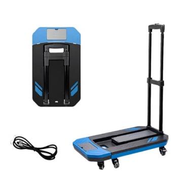 Imagem de Carrinho de Mão Plegável Caminhão Utilidade Alta Resistência Plataforma com 6 Rodas para Mover Viagem Compras Bagagem