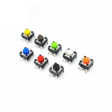 Imagem de 50 peças, 6 x 6 x 9 mm, 4 pinos, interruptores táteis eletrônicos inteligentes de sete cores com botão de pressão SMD