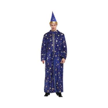 Imagem de Conjunto De Fantasia De Mágico Azul Estrelado Para Adultos, Para Homen