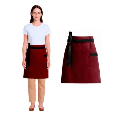 Imagem de Avental Cintura Vinho Preto Barista Chef Bistro Unissex 10un