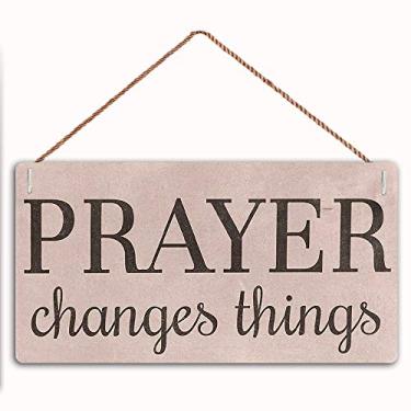 Imagem de MAIYUAN Placa De Madeira Para Decoração Casa, Oração Muda As Coisas, 30 Cm X 15 Cm, Arte Parede Pendurar, Engraçada Decorativa, Jardim (Fc1-Mbh60)