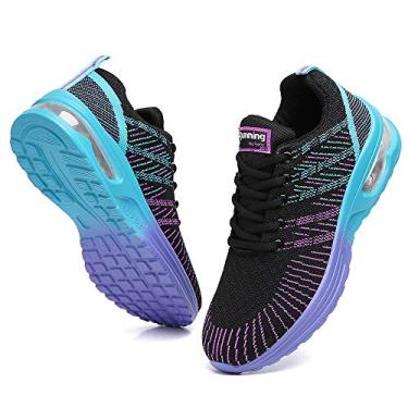 Imagem de Ezkrwxn Tênis feminino de caminhada e corrida, Preto e roxo 1, 38