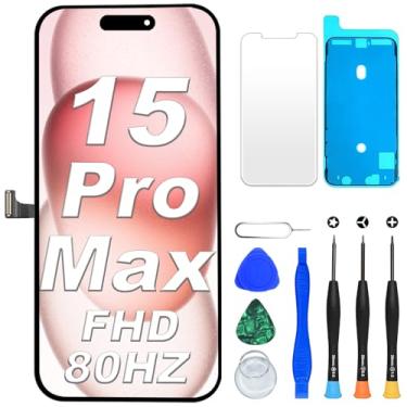 Imagem de DIGI4U Substituição de tela LCD para iPhone 15 Pro Max, tela de 6,7 polegadas [Toque 3D] [pequeno notch] Tela para iPhone 15 Pro Max Display Digitalizador, com ferramentas de reparo para iPhone 15 Pro