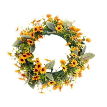 Imagem de KiBcsLic Guirlandas de flores artificiais para porta de entrada, guirlanda floral artificial para uso interno/externo, guirlandas de flores de seda artificiais, Coroa de Margaridas