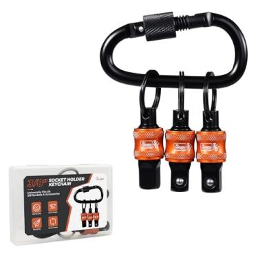 Imagem de Porta-chaves de alumínio de 3/20.3 cm, organizador de liberação rápida com clipe de travamento, caixa de ferramentas resistente e acessórios de chave de impacto para lineman, eletricistas, equipes de