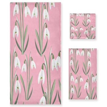 Imagem de xigua Conjunto de toalhas de banheiro com flores absorventes macias 3 peças toalha de banho toalha de mão toalhas decorativas para banheiro, academia, hotel, praia, piscina