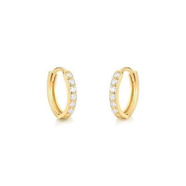 Imagem de Brinco Argola de Ouro e Moissanites medio - Safira, Único