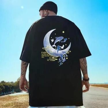 Imagem de Camiseta Masculina M-8XL Com Estampa De Baleia, Estilo Retro Americano