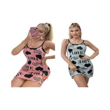 Imagem de Camisola Sexy De Verão Para Mulheres, Saia Curta Com Estampa De Cartoo