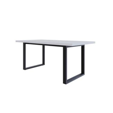 Imagem de Mesa de Jantar Queens R 180x90x77cm - Compace, Branco TX/Est.Preta