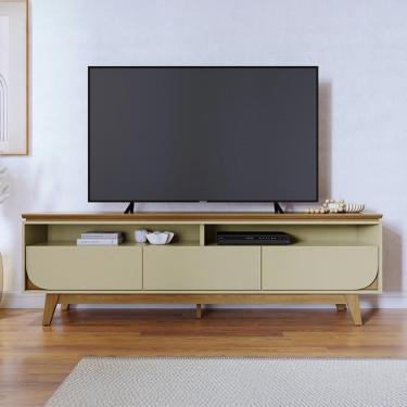 Imagem de Rack Bancada 3 Gavetas Tvs Até 75 Polegadas Selene - Cumaru-opala Cumaru-opala