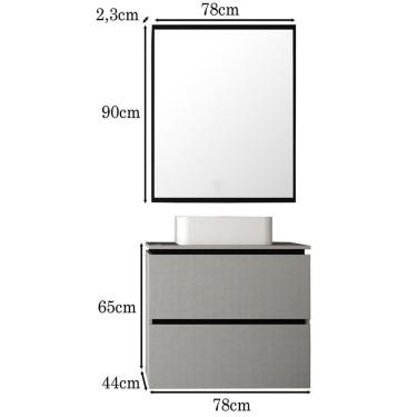 Imagem de Conj Banheiro Gabinete 80cm Cuba E Espelho Argento Preto