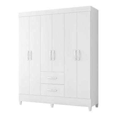 Imagem de Guarda Roupa Mobi 6 Portas Biflex Branco Fosco Liso-rosa Matte - Albatroz Móveis