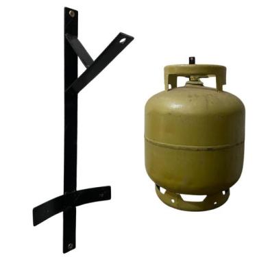 Imagem de Kit Suporte Suspenso Reforçado para Botijão de Gás P13 Antifurto Roubo