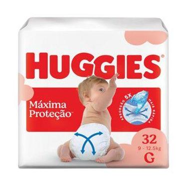 Imagem de Fralda Descartável Huggies Máxima Proteção G com 32 unidades, G, 32