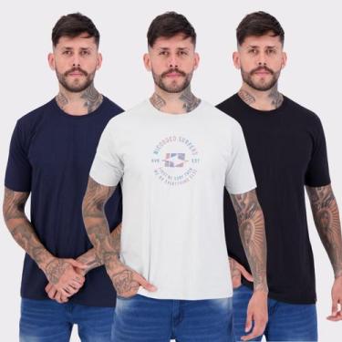 Imagem de Kit 03 Camisetas Nicoboco Cinza Marinha e Preta, G