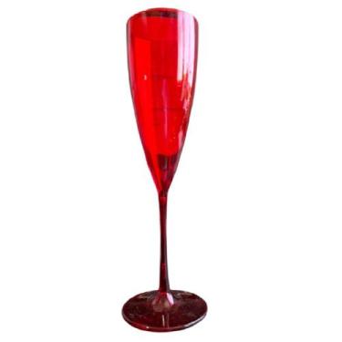 Imagem de Kit 2 Taças Vermelha transparente champanhe acrilico 180ml - 000027284