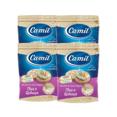 Imagem de Biscoito de Arroz Camil Chia e Linhaça Kit 4 Un 150g Sem Glúten