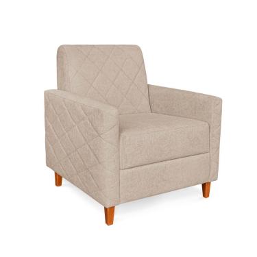 Imagem de Poltrona Liana Bouclê Pés De Madeira - Pallazio Cor Bege