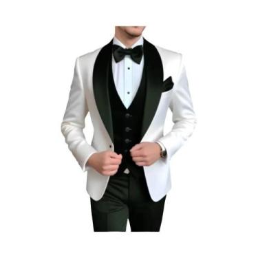Imagem de Terno Masculino De 3 Peças Personalizado Com Lapela De Lenço Para Casa