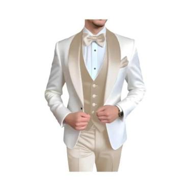 Imagem de Terno Masculino De 3 Peças Personalizado Com Lapela De Lenço Para Casa