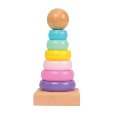 Imagem de Brinquedo Bloco Cone de empilhar de Madeira Colorido - Sem Marca