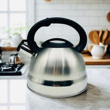 Imagem de Chaleira Inox 3L com Tampa Alça Térmica e Apito para Café Cha Bebidas 