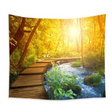 Imagem de Tapeçaria, paisagem, floresta, árvore, parede, 150x150cm, microtecido 